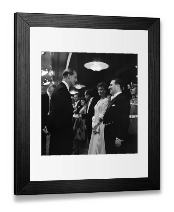 Framed Print : Prince Philip, Duke of Edinburgh greets guests including Sophia Loren at the Royal Film Framed Print : Prince Philip, Duke of Edinburgh greets guests including Sophia Loren at the Royal Film