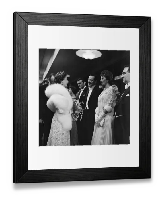 Framed Print : Queen Elizabeth II greets guests including Sophia Loren at the Royal Film Show Framed Print : Queen Elizabeth II greets guests including Sophia Loren at the Royal Film Show