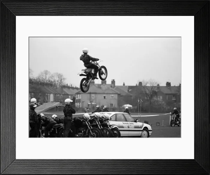 Framed Print : Royal Signals White Helmet Motorcycle Display Team, Darlington Framed Print : Royal Signals White Helmet Motorcycle Display Team, Darlington