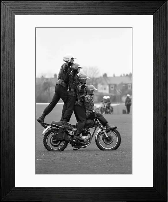 Framed Print : Royal Signals White Helmet Motorcycle Display Team, Darlington Framed Print : Royal Signals White Helmet Motorcycle Display Team, Darlington
