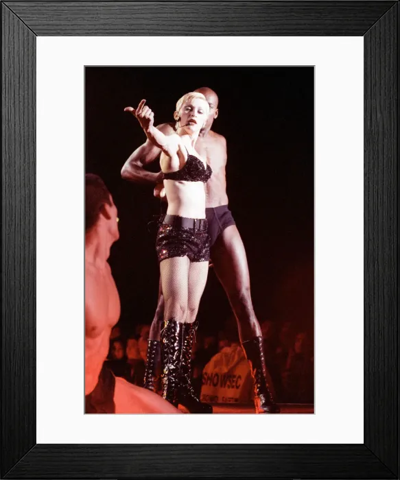 Framed Print : Madonna in concert. The Girlie Show World Tour, Wembley Stadium. 25th September 1993