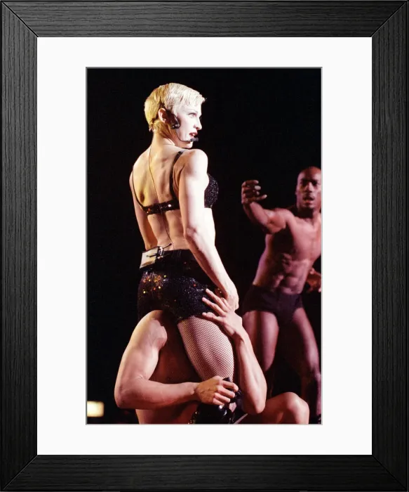 Framed Print : Madonna in concert. The Girlie Show World Tour, Wembley Stadium. 25th September 1993