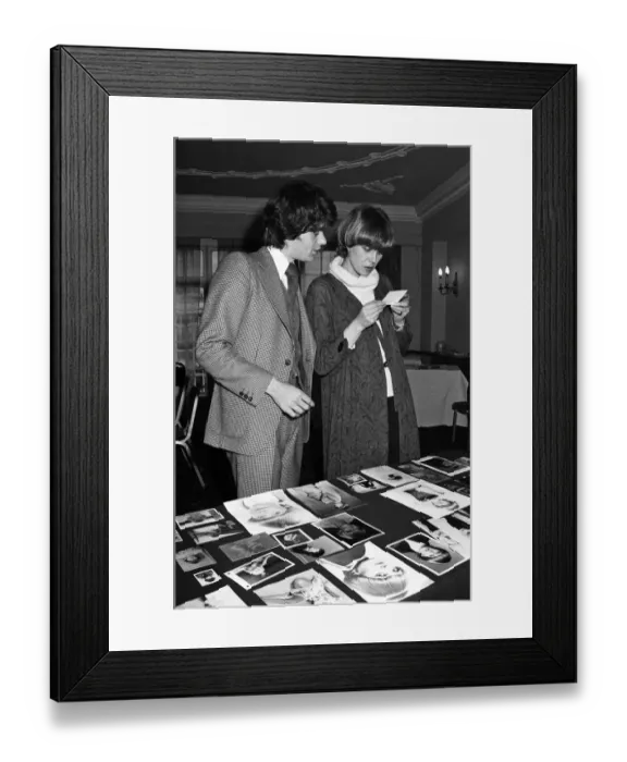 Framed Print : Actress Joanna Lumley judging a Purdey haircut lookalike contest with hairdresser John Framed Print : Actress Joanna Lumley judging a Purdey haircut lookalike contest with hairdresser John