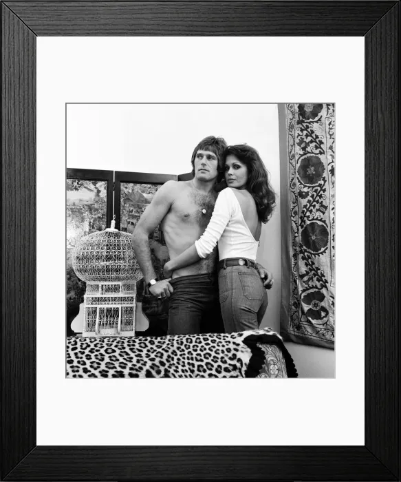 Framed Print : Actress Joanna Lumley posing with a man. 28th September 1973 Framed Print : Actress Joanna Lumley posing with a man. 28th September 1973