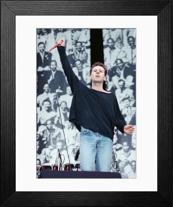 Framed Print : Jim Kerr, singer with the group Simple Minds, performing at the Nelson Mandela 70th Framed Print : Jim Kerr, singer with the group Simple Minds, performing at the Nelson Mandela 70th