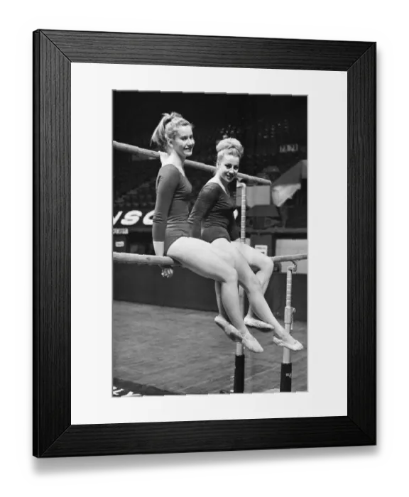 Framed Print : Vera Caslavska (right), Gymnast from Czechoslovakia, in the UK to compete in an