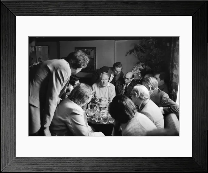 Framed Print : Prime Minister Edward Heath enjoys a pint at the Plough Pub during the General Election Framed Print : Prime Minister Edward Heath enjoys a pint at the Plough Pub during the General Election
