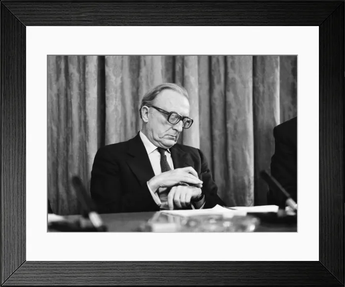 Framed Print : Foreign Secretary Lord Carrington and Defence Secretary John Nott at a press conference Framed Print : Foreign Secretary Lord Carrington and Defence Secretary John Nott at a press conference