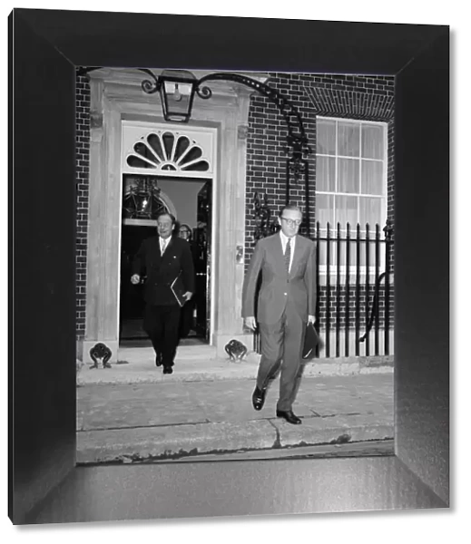 Former Lord of the Admiralty Lord Carrington leaves Number 10 Downing Street after being
