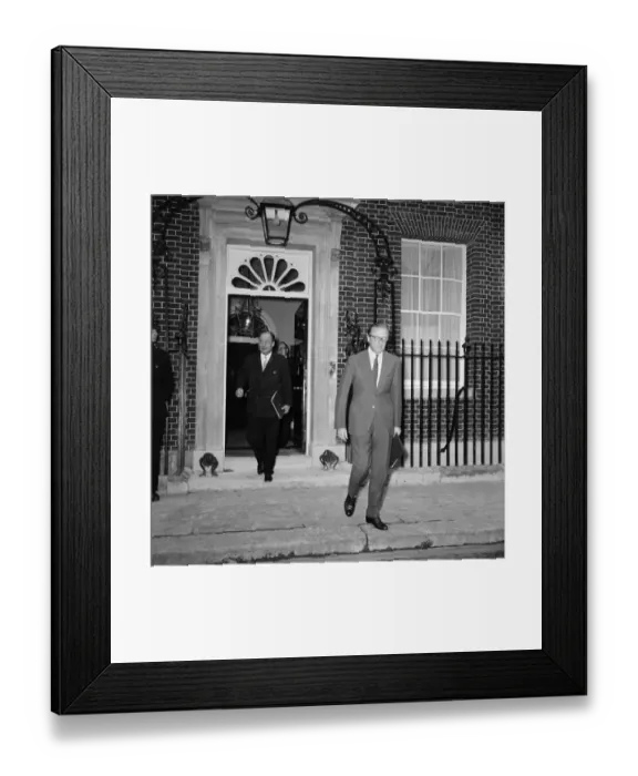 Framed Print : Former Lord of the Admiralty Lord Carrington leaves Number 10 Downing Street after being Framed Print : Former Lord of the Admiralty Lord Carrington leaves Number 10 Downing Street after being