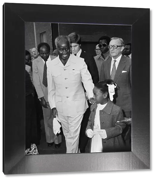 President Kaunda of Zambia is greeted by Foreign Secretary Lord Carrington as he arrives