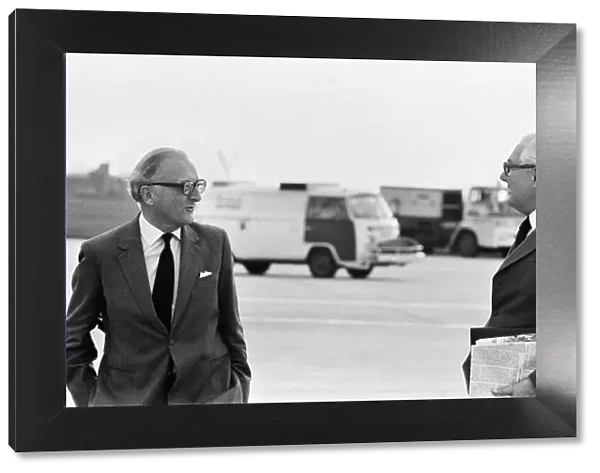 Foreign Secretary Lord Carrington with former Prime Minister James Callaghan at Heathrow