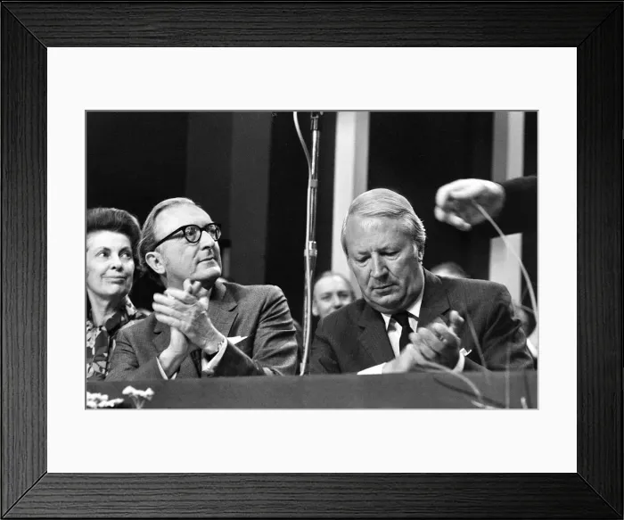 Framed Print : Prime Minister Edward Heath sits alongside Secretary of State for Defence Lord Carrington Framed Print : Prime Minister Edward Heath sits alongside Secretary of State for Defence Lord Carrington
