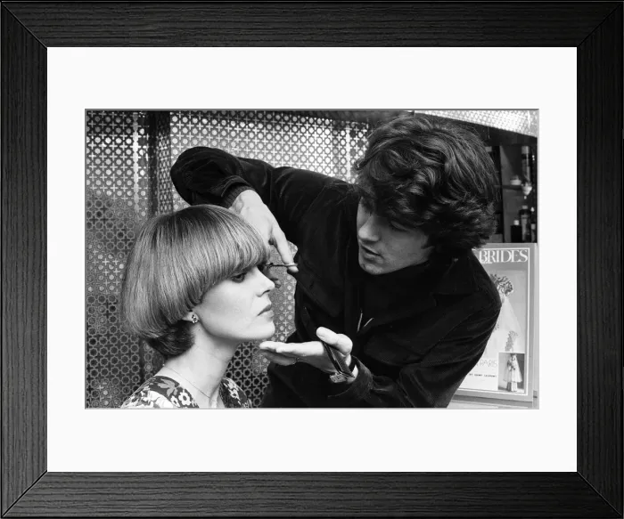 Framed Print : Actress Joanna Lumley models her Purdey'haircut with its creator