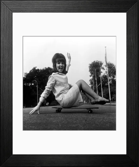 Framed Print : Actress Pauline Collins goes skateboarding. 4th June 1965 Framed Print : Actress Pauline Collins goes skateboarding. 4th June 1965