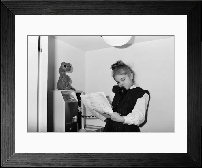 Framed Print : Seven year old child actress Drew Barrymore, the young star of the film E. T Framed Print : Seven year old child actress Drew Barrymore, the young star of the film E. T