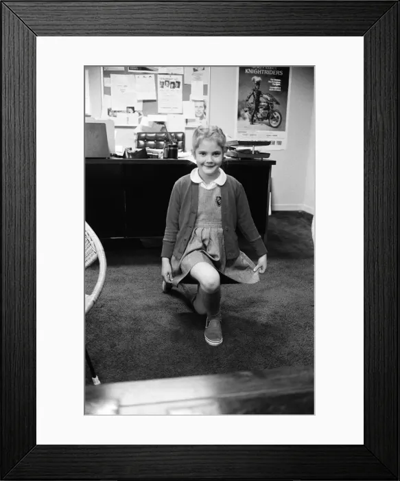 Framed Print : Seven year old child actress Drew Barrymore, the young star of the film E. T