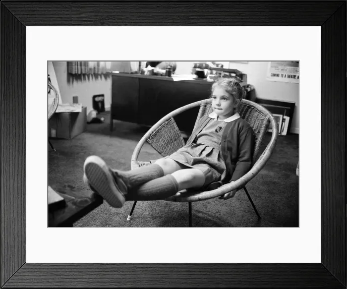 Framed Print : Seven year old child actress Drew Barrymore, the young star of the film E. T Framed Print : Seven year old child actress Drew Barrymore, the young star of the film E. T