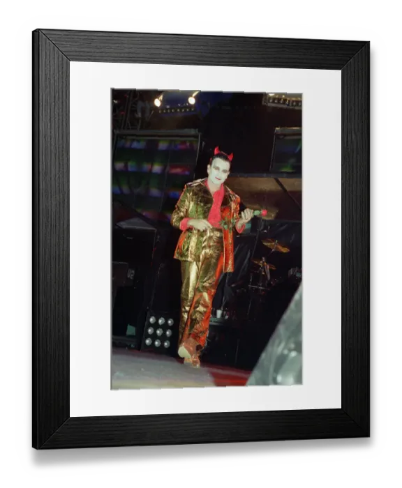 Framed Print : U2 in concert on the Zoo TV Tour, Wembley Stadium. Bono performing on stage