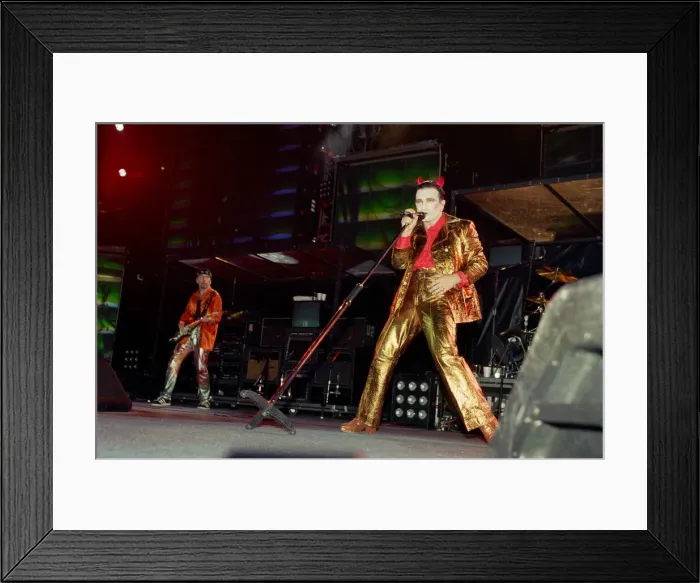 Framed Print : U2 in concert on the Zoo TV Tour, Wembley Stadium. Bono performing on stage