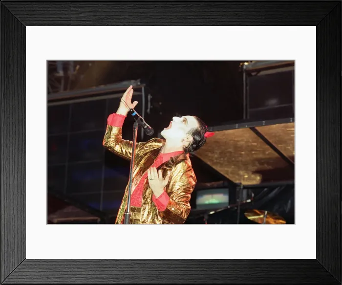 Framed Print : U2 in concert on the Zoo TV Tour, Wembley Stadium. Bono performing on stage