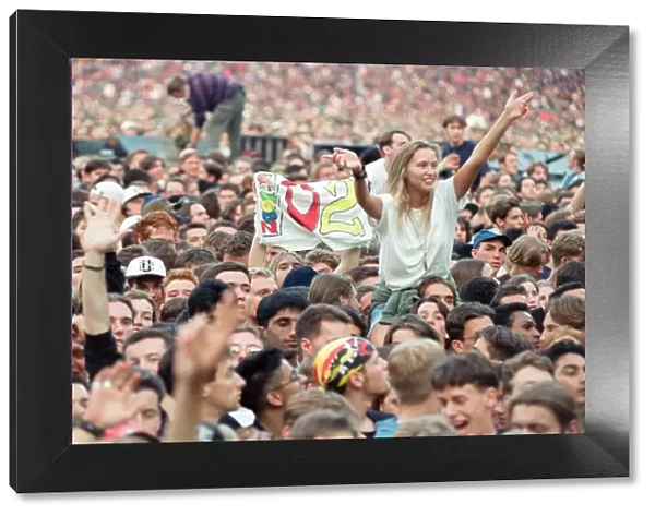The audience at the U2 in concert, Zoo TV Tour, Wembley Stadium. 11th August 1993