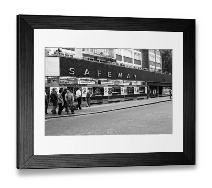 Framed Print : Safeway supermarket in London. 19th October 1980