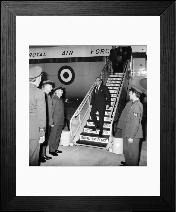 Framed Print : Foreign Secretary Lord Carrington on arrival at Heathrow Airport, London