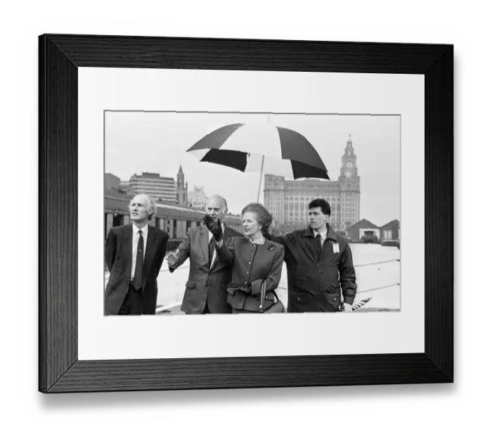 Framed Print : Mrs Thatcher takes a look at Liverpool with Antony Newton MP (left) and Trevor Furlong
