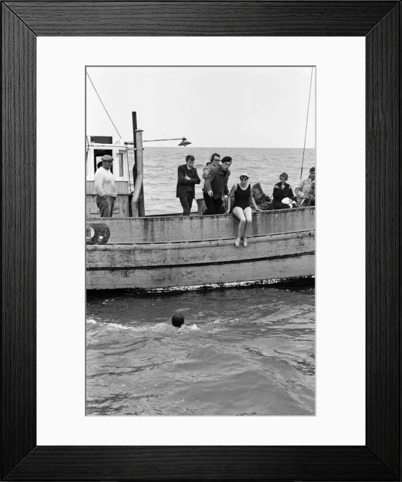 Framed Print : One girl and five men from Middlesbrough were making a bid to cross the Channel in both Framed Print : One girl and five men from Middlesbrough were making a bid to cross the Channel in both
