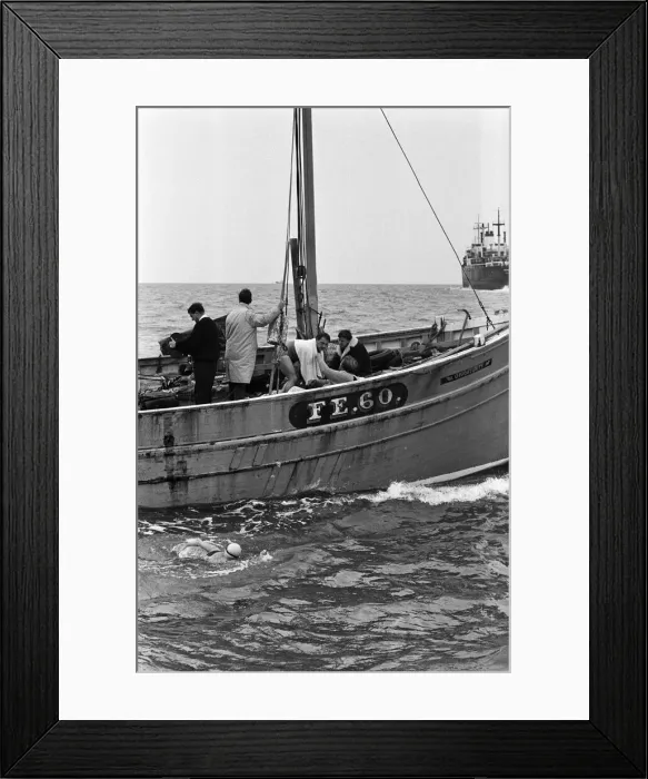 Framed Print : One girl and five men from Middlesbrough were making a bid to cross the Channel in both Framed Print : One girl and five men from Middlesbrough were making a bid to cross the Channel in both