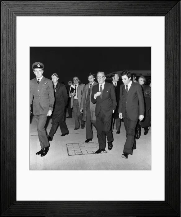 Framed Print : Foreign Secretary Lord Carrington on arrival at Heathrow Airport, London Framed Print : Foreign Secretary Lord Carrington on arrival at Heathrow Airport, London
