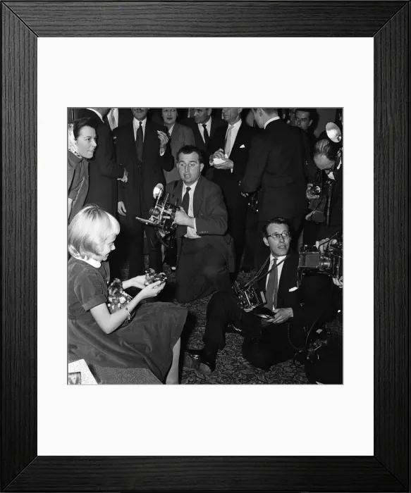 Framed Print : 12-year-old actress Hayley Mills holds a press conference at the Leicester Square Theatre Framed Print : 12-year-old actress Hayley Mills holds a press conference at the Leicester Square Theatre