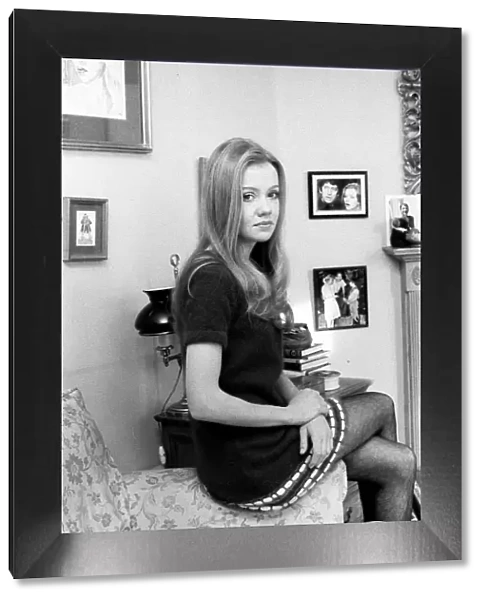 Actress Hayley Mills at her Chelsea home. A portrait of her by Roy Boulting hangs