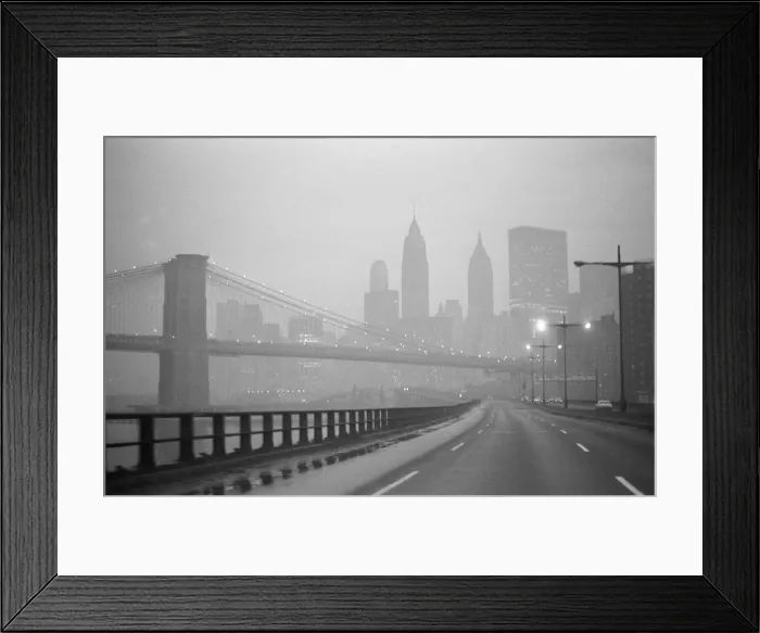 Framed Print : New York skyline and Brooklyn Bridge seen from the FDR Drive freeway, Manhattan, New York Framed Print : New York skyline and Brooklyn Bridge seen from the FDR Drive freeway, Manhattan, New York