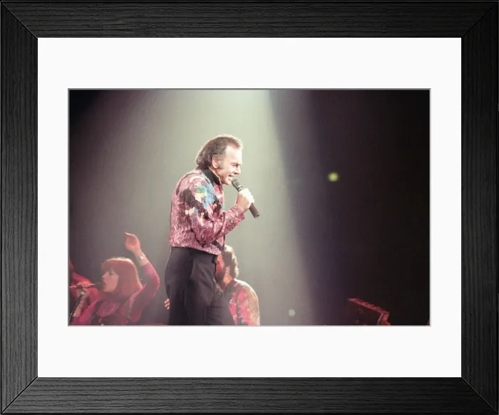 Framed Print : Singer Neil Diamond, pictured in concert at the Birmingham NEC. 11th July 1992 Framed Print : Singer Neil Diamond, pictured in concert at the Birmingham NEC. 11th July 1992