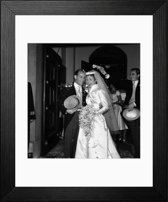 Framed Print : The wedding of Stirling Moss and Katie Molson at St Peters Church, Eaton Square