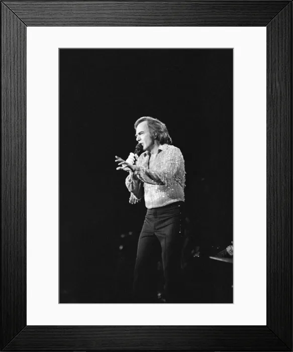 Framed Print : American singer Neil Diamond in concert at the NEC Arena, Birmingham. 2nd July 1984