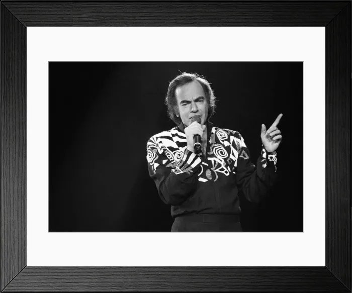 Framed Print : American singer Neil Diamond in concert at the NEC Arena, Birmingham. 8th November 1989 Framed Print : American singer Neil Diamond in concert at the NEC Arena, Birmingham. 8th November 1989