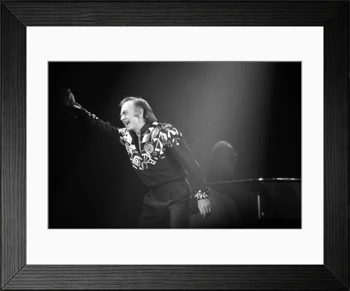 Framed Print : American singer Neil Diamond in concert at the NEC Arena, Birmingham. 8th November 1989