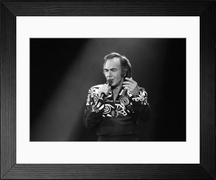 Framed Print : American singer Neil Diamond in concert at the NEC Arena, Birmingham. 8th November 1989 Framed Print : American singer Neil Diamond in concert at the NEC Arena, Birmingham. 8th November 1989