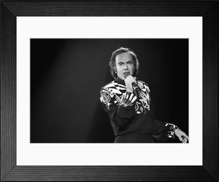 Framed Print : American singer Neil Diamond in concert at the NEC Arena, Birmingham. 8th November 1989 Framed Print : American singer Neil Diamond in concert at the NEC Arena, Birmingham. 8th November 1989