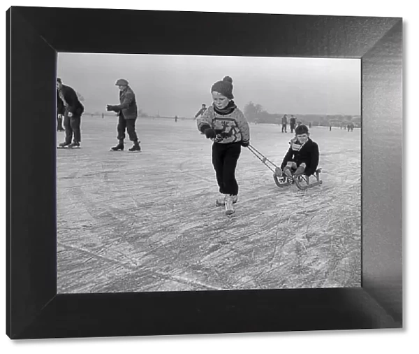 Skating at Mare Fen, Swavesey, Cambridgeshire, 16th January 1959