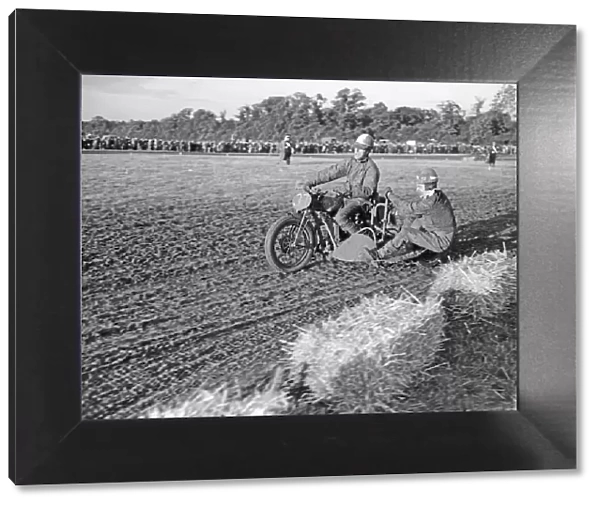Motorcycle and side car trials on the county show ground at Trumpington August 1956