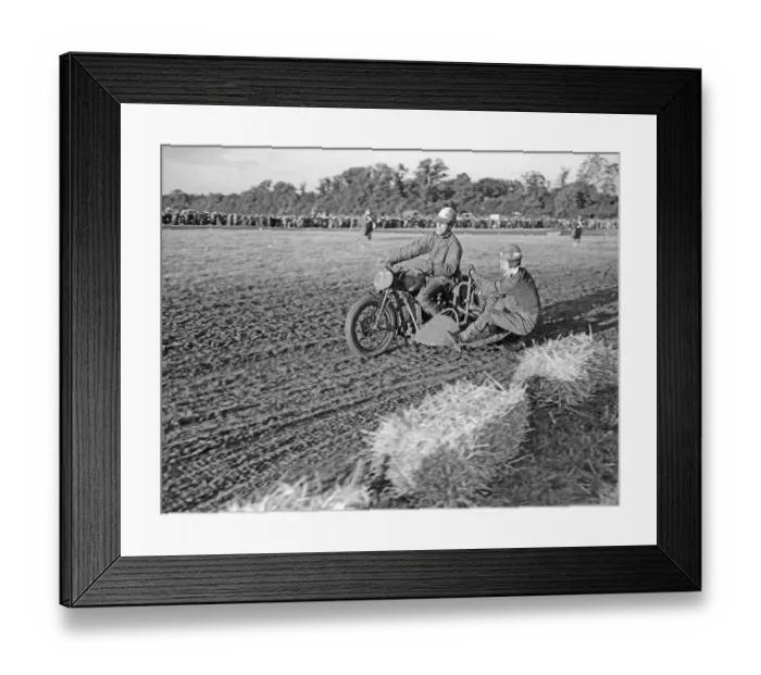 Framed Print : Motorcycle and side car trials on the county show ground at Trumpington August 1956