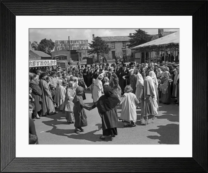Framed Print : Children dressed in medieval costume perform a May dance at the Reach Fair Framed Print : Children dressed in medieval costume perform a May dance at the Reach Fair