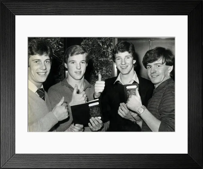 Framed Print : EQI Celtic players with passports 1980 Mark Reid John Halpin Willie McStay Framed Print : EQI Celtic players with passports 1980 Mark Reid John Halpin Willie McStay