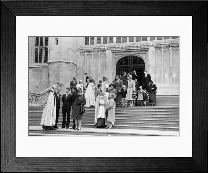 Framed Print : The Royal family pictured at St Georges Chapel, Windsor, after the Church service Framed Print : The Royal family pictured at St Georges Chapel, Windsor, after the Church service