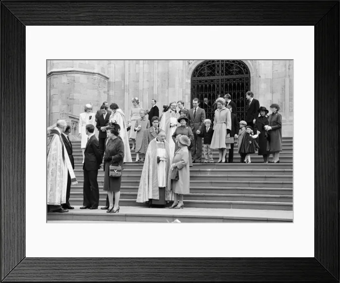 Framed Print : The Royal family pictured at St Georges Chapel, Windsor, after the Church service Framed Print : The Royal family pictured at St Georges Chapel, Windsor, after the Church service