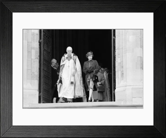 Framed Print : The Royal family pictured at St Georges Chapel, Windsor, after the Church service